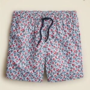 Jcrew Crewcuts Kids Floral Print swim Shorts - NWT size 10 blue and Red floral